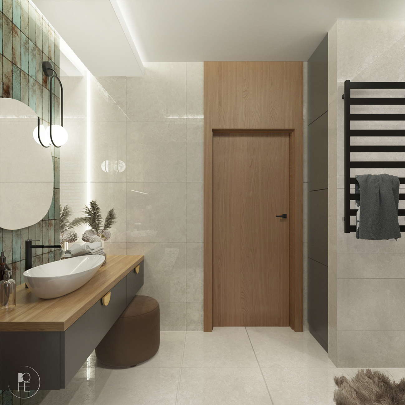 nowoczesna łazienka domowa strefa relaksu w ziemistych kolorach warszawa kraków wrocław architekt wnętrz białystok